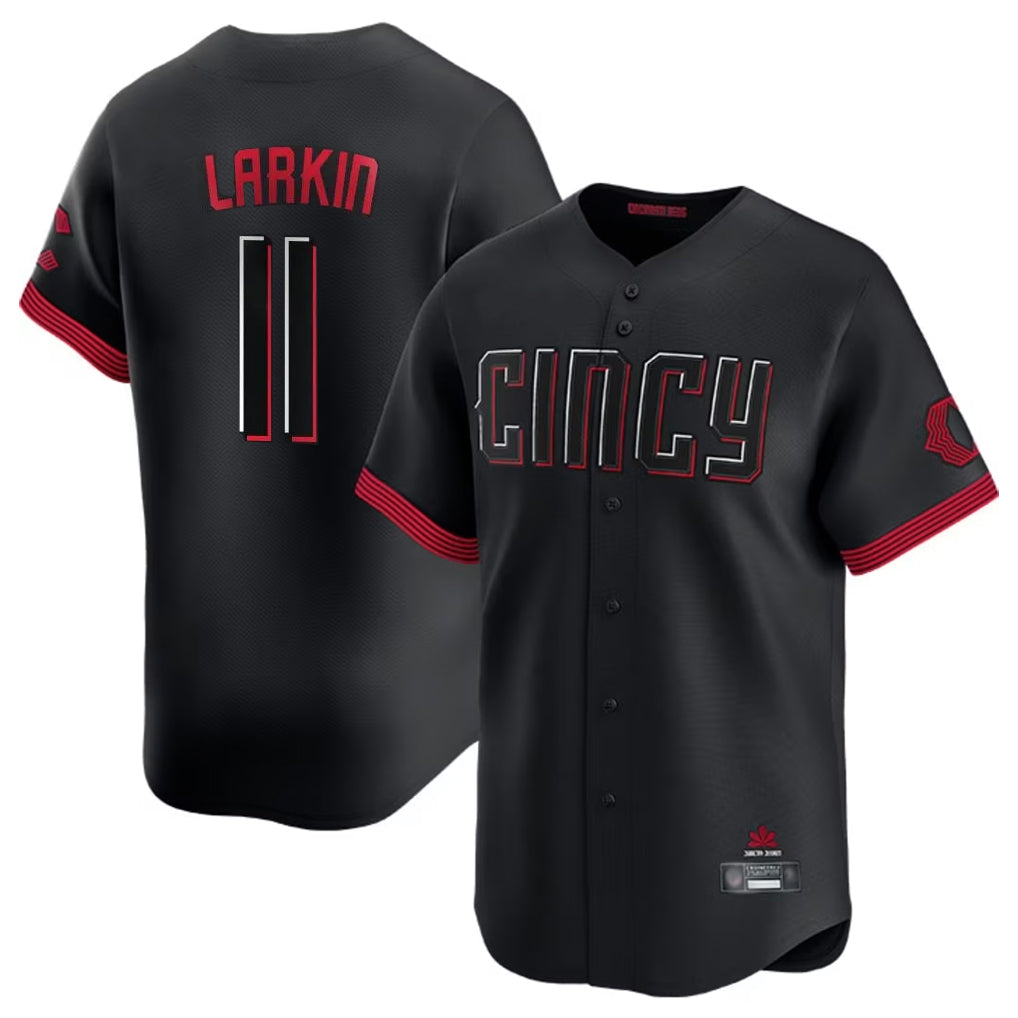 Tlead C.Reds #11 Barry Larkin Player Black City Connect Home Limited Stitched Jerseys