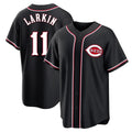 Tlead C.Reds #11 Barry Larkin Player Black Fashion Out Home Game Stitched Jerseys