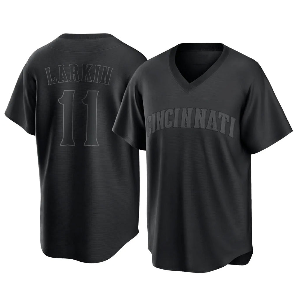 Tlead C.Reds #11 Barry Larkin Player Black T-shirt Game Home Stitched Jerseys