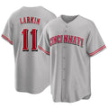 Tlead C.Reds #11 Barry Larkin Player Gray Home Game Stitched Jerseys