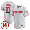 Tlead C.Reds #11 Barry Larkin Player Gray Vapor Premier Limited Home Stitched Jerseys