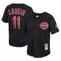 Tlead C.Reds #11 Barry Larkin Player Mitchell & Ness Black Throwback Cooperstown Mesh Game Stitched Jerseys