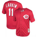Tlead C.Reds #11 Barry Larkin Player Mitchell & Ness Red Throwback Cooperstown Mesh Game Stitched Jerseys