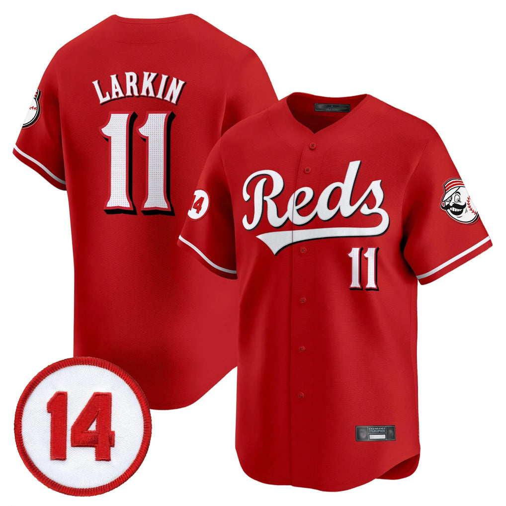 Tlead C.Reds #11 Barry Larkin Player Red Vapor Premier Limited Home Stitched Jerseys
