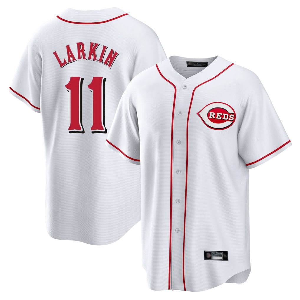 Tlead C.Reds #11 Barry Larkin Player White Game Home Stitched Jerseys
