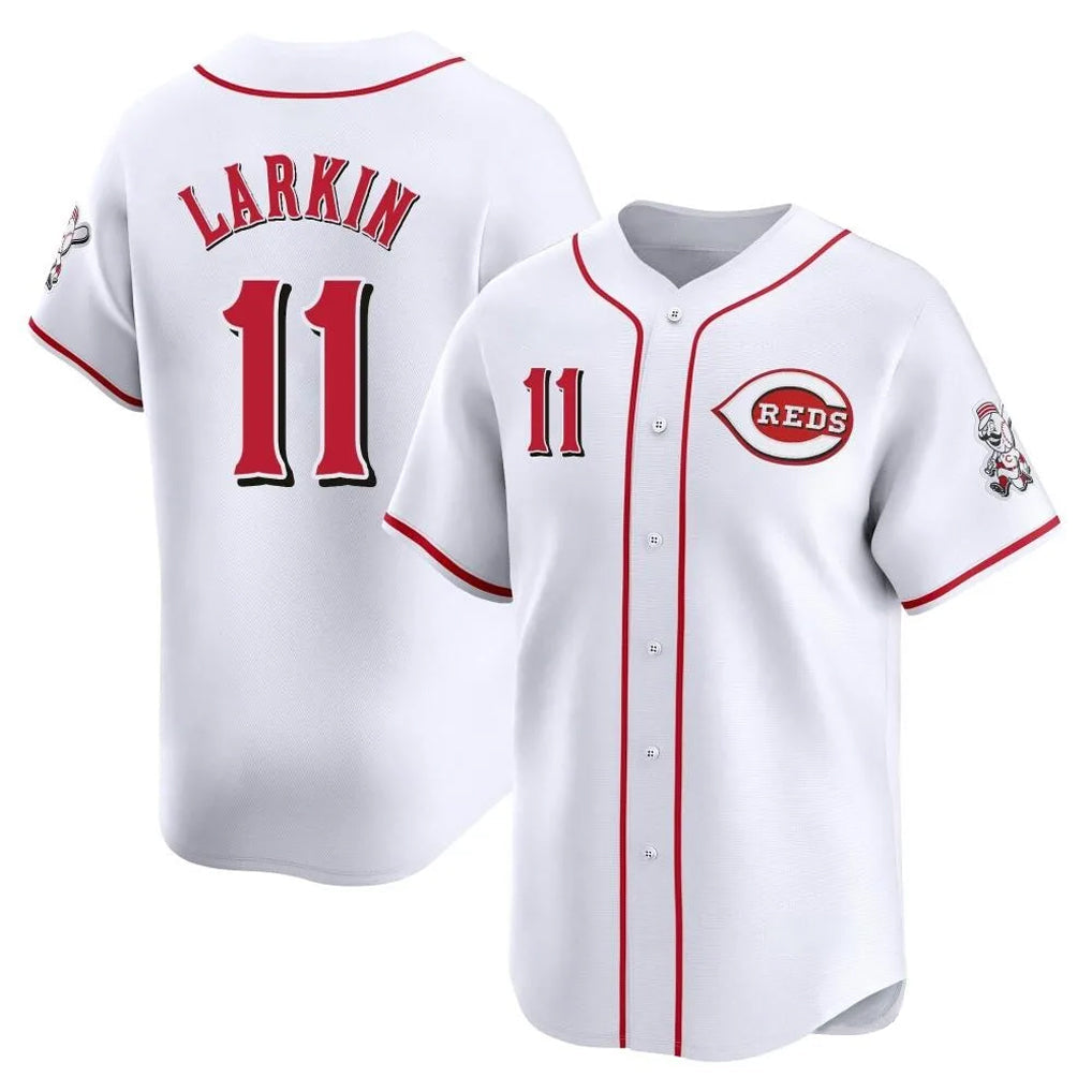 Tlead C.Reds #11 Barry Larkin Player White Home Limited Stitched Jerseys