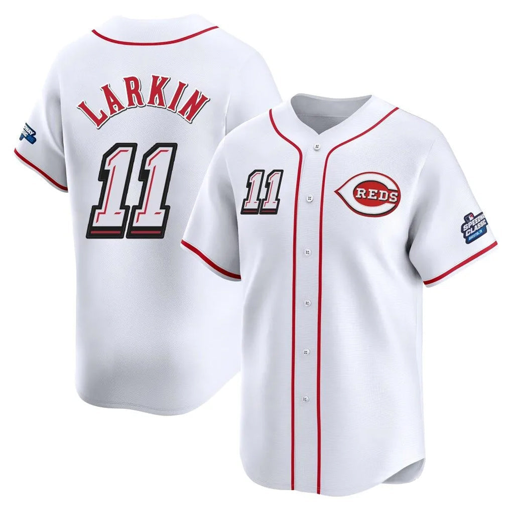 Tlead C.Reds #11 Barry Larkin Player White Speedway Classic Home Limited Stitched Jerseys