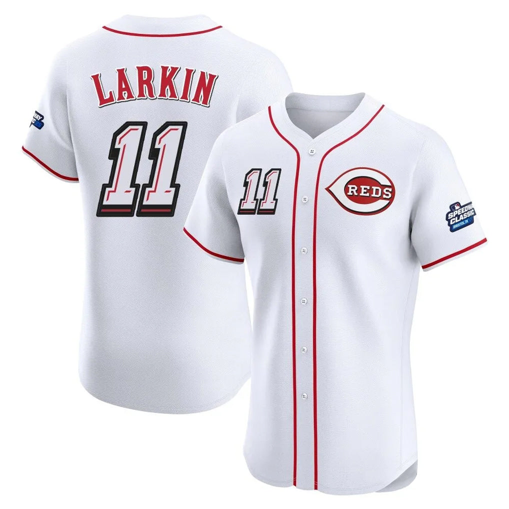 Tlead C.Reds #11 Barry Larkin Player White Speedway Classic Limited Elite Home Stitched Jerseys
