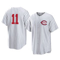 Tlead C.Reds #11 Barry Larkin Player White Stripe Field of Dreams Game Home Stitched Jerseys