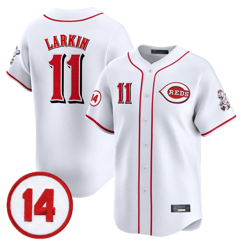 Tlead C.Reds #11 Barry Larkin Player White Vapor Premier Limited Home Stitched Jerseys