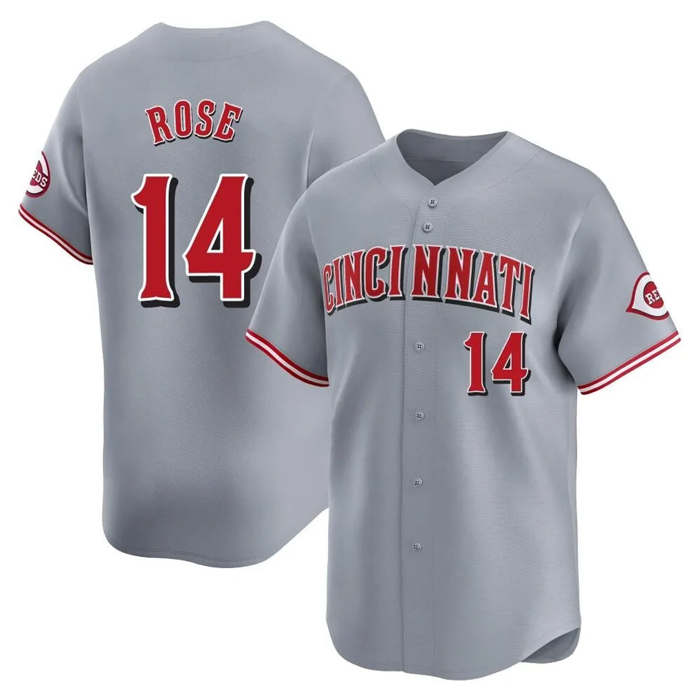 Tlead C.Reds #14 Pete Rose Player Gray Home Limited Stitched Jerseys