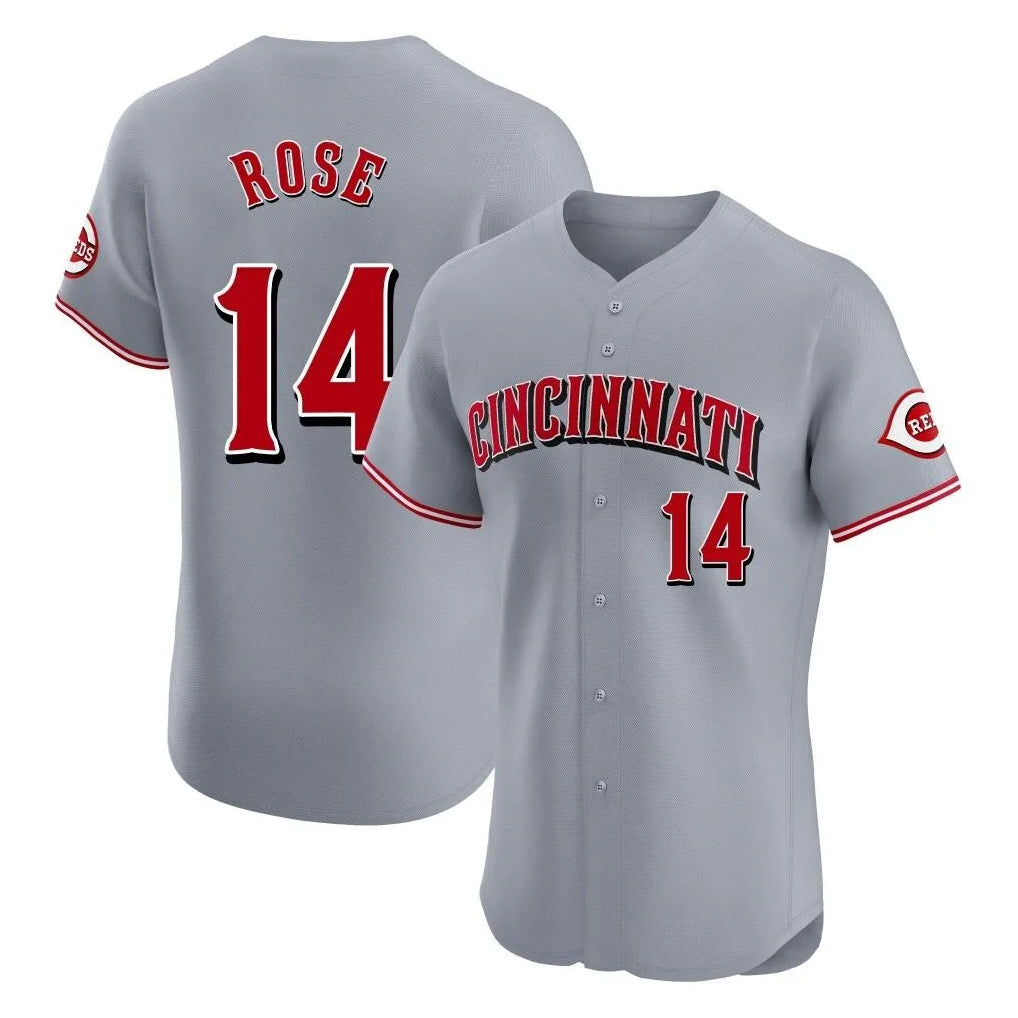 Tlead C.Reds #14 Pete Rose Player Gray Limited Elite Home Stitched Jerseys