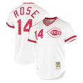 Tlead C.Reds #14 Pete Rose Player Mitchell & Ness White Throwback Cooperstown Mesh T-shirt Game Stitched Jerseys