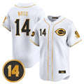 Tlead C.Reds #14 Pete Rose Player White-Gold Vapor Premier Limited Home Stitched Jerseys