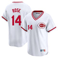 Tlead C.Reds #14 Pete Rose Player White Cooperstown Collection Limited T-shirt Home Stitched Jerseys