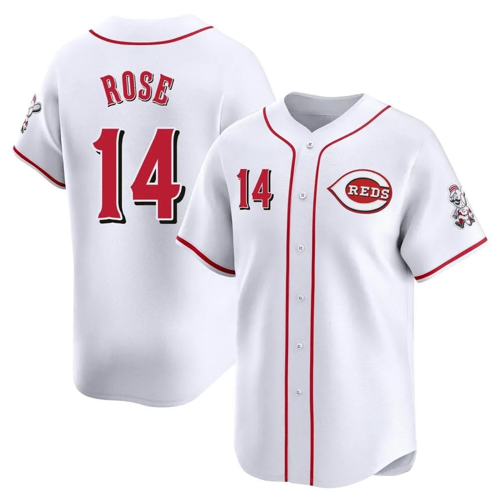 Tlead C.Reds #14 Pete Rose Player White Home Limited Stitched Jerseys
