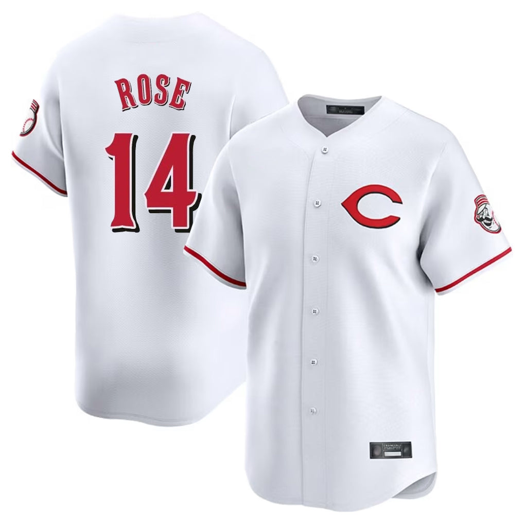 Tlead C.Reds #14 Pete Rose Player White Limited Home Stitched Jerseys