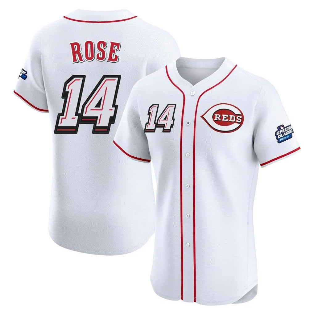 Tlead C.Reds #14 Pete Rose Player White Speedway Classic Limited Elite Home Stitched Jerseys