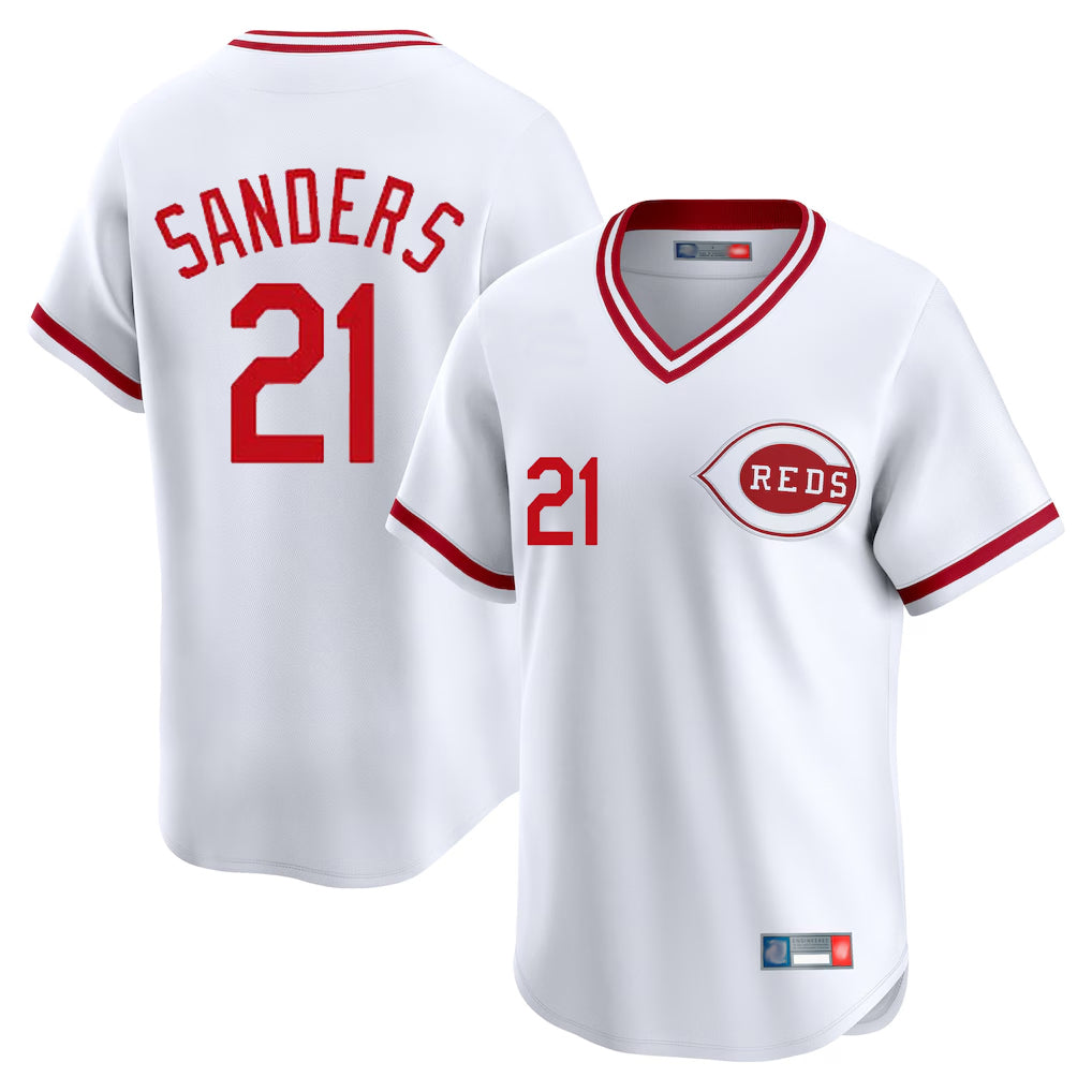 Tlead C.Reds #21 Hunter Greene Player White Cooperstown Collection Limited T-shirt Home Stitched Jerseys