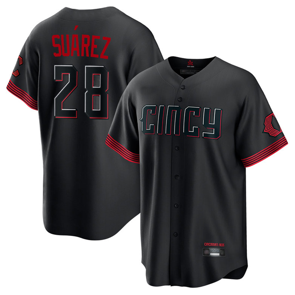 Tlead C.Reds #28 Eugenio Su¡§¡érez Player Black City Connect Home Game Stitched Jerseys