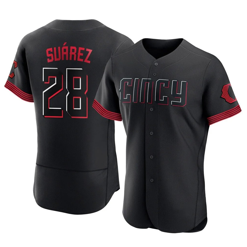 Tlead C.Reds #28 Eugenio Su¡§¡érez Player Black City Connect Limited Elite Home Stitched Jerseys