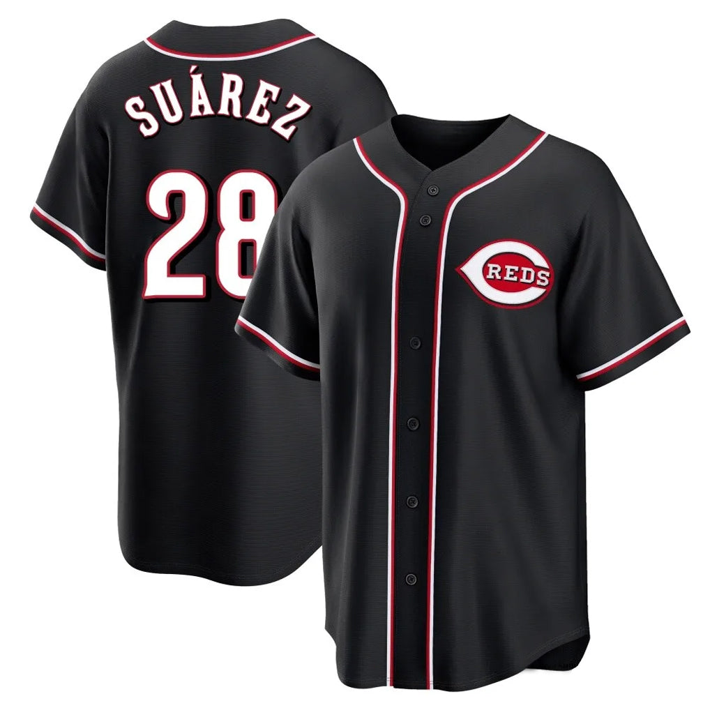 Tlead C.Reds #28 Eugenio Su¡§¡érez Player Black Fashion Out Home Game Stitched Jerseys