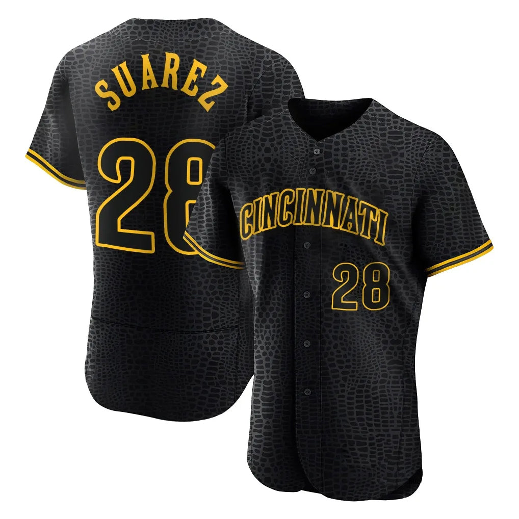 Tlead C.Reds #28 Eugenio Su¡§¡érez Player Black Snake Skin City Limited Elite Home Stitched Jerseys