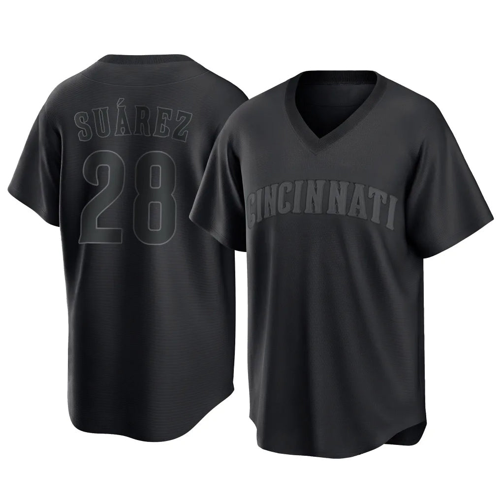 Tlead C.Reds #28 Eugenio Su¡§¡érez Player Black T-shirt Game Home Stitched Jerseys