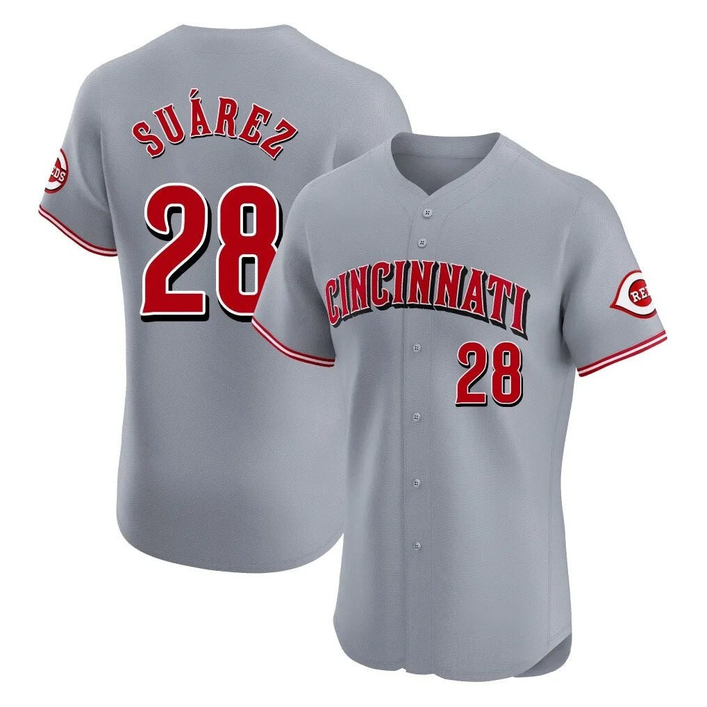 Tlead C.Reds #28 Eugenio Su¡§¡érez Player Gray Limited Elite Home Stitched Jerseys