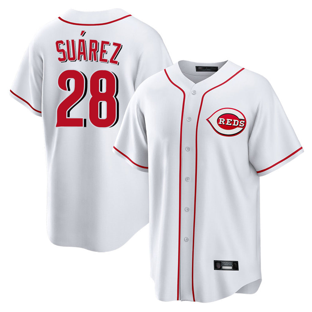 Tlead C.Reds #28 Eugenio Su¡§¡érez Player White Game Home Stitched Jerseys