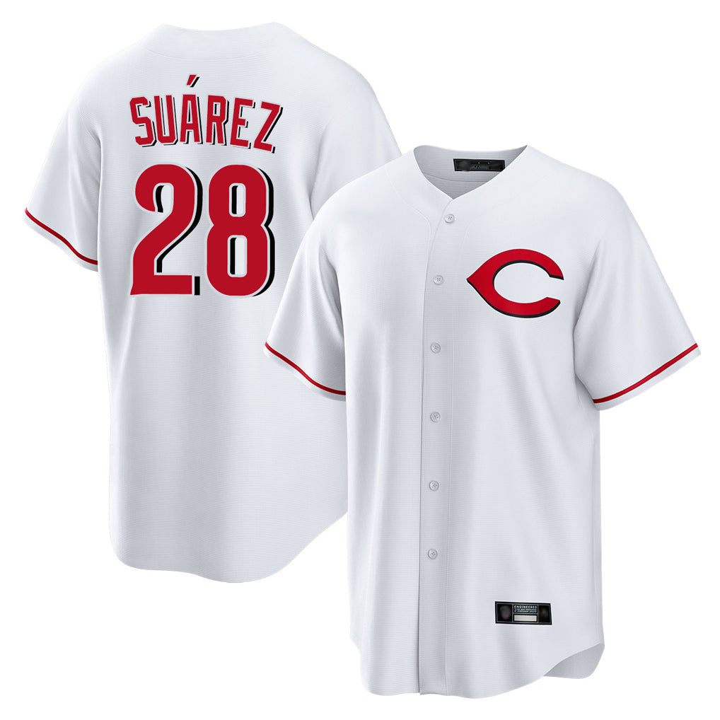 Tlead C.Reds #28 Eugenio Su¡§¡érez Player White Home Game Stitched Jerseys