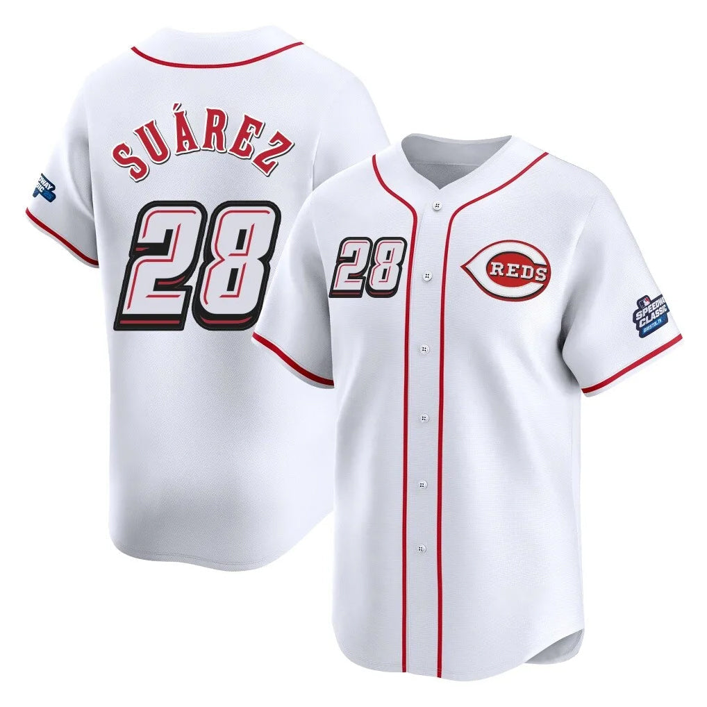 Tlead C.Reds #28 Eugenio Su¡§¡érez Player White Speedway Classic Home Limited Stitched Jerseys