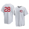 Tlead C.Reds #28 Eugenio Su¡§¡érez Player White Stripe Field of Dreams Game Home Stitched Jerseys