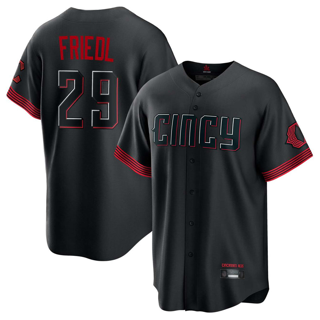 Tlead C.Reds #29 TJ Friedl Player Black City Connect Home Game Stitched Jerseys