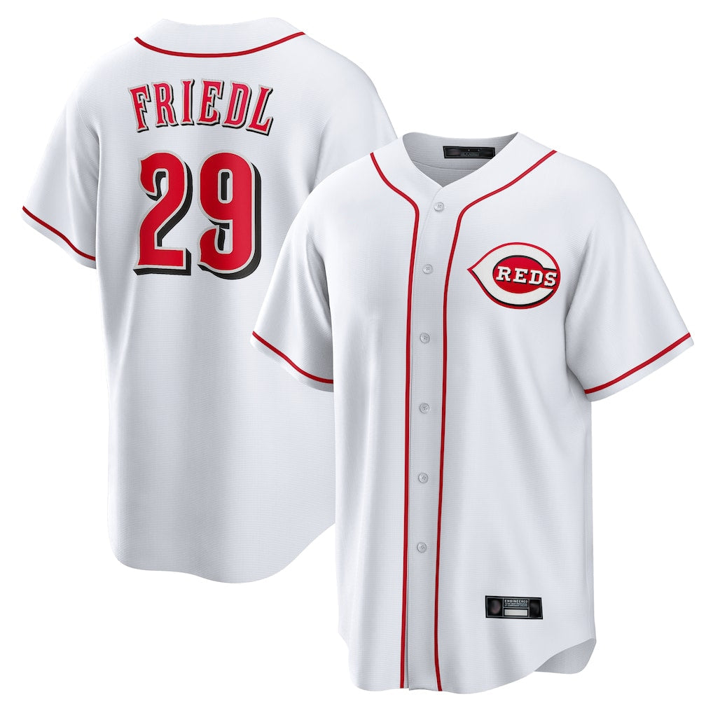 Tlead C.Reds #29 TJ Friedl Player White Game Home Stitched Jerseys