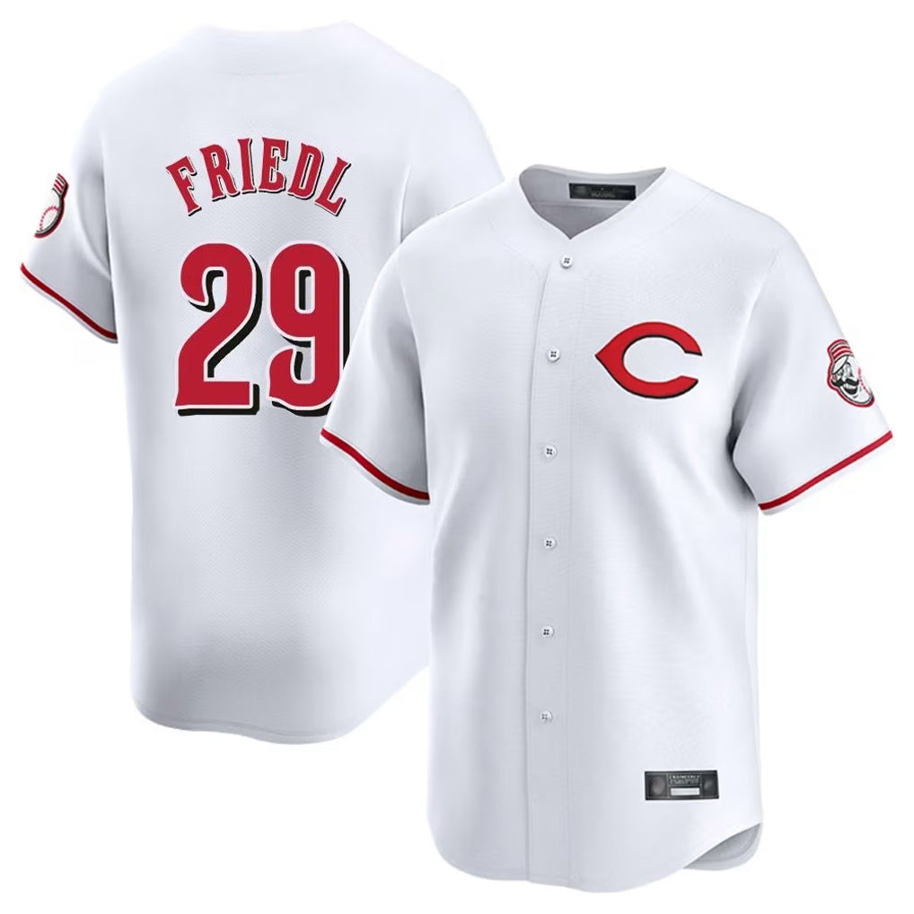 Tlead C.Reds #29 TJ Friedl Player White Limited Home Stitched Jerseys