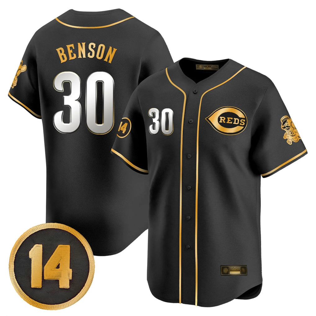 Tlead C.Reds #30 Ken Griffey Player Black-Gold Vapor Premier Limited Home Stitched Jerseys