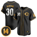 Tlead C.Reds #30 Ken Griffey Player Black-Gold Vapor Premier Limited Home Stitched Jerseys