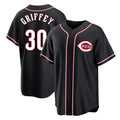 Tlead C.Reds #30 Ken Griffey Player Black Fashion Out Home Game Stitched Jerseys
