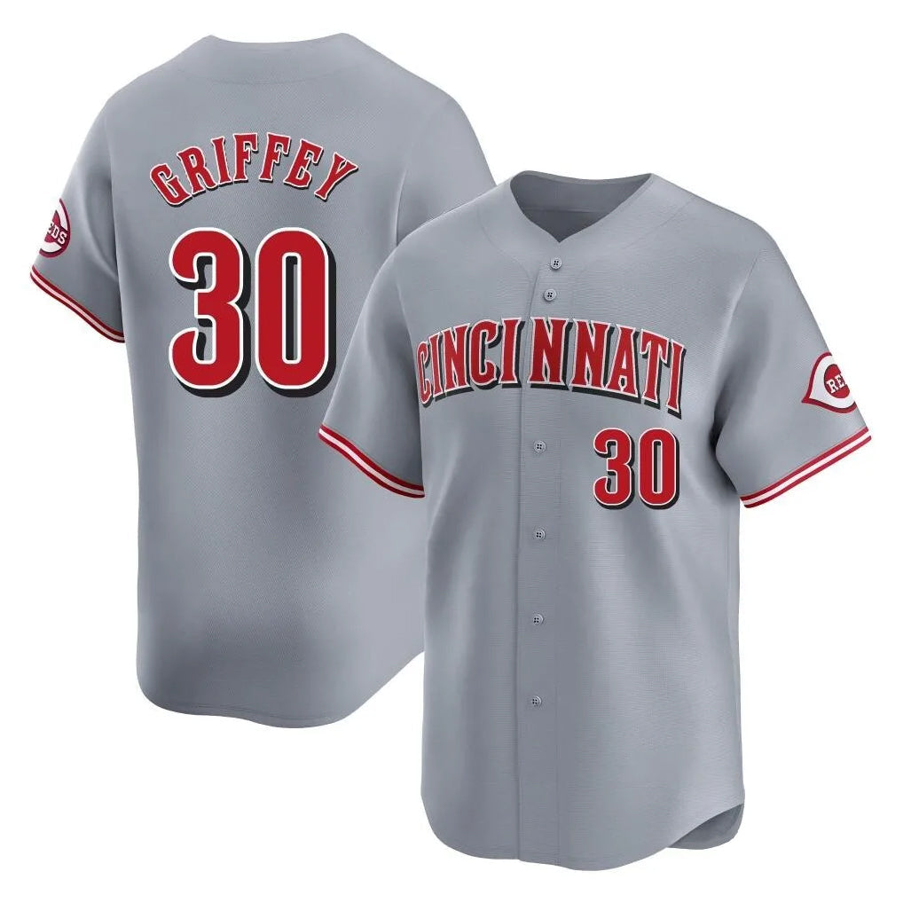 Tlead C.Reds #30 Ken Griffey Player Gray Home Limited Stitched Jerseys