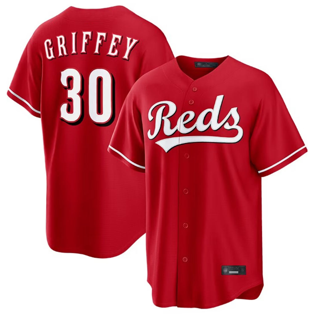 Tlead C.Reds #30 Ken Griffey Player Red Home Game Stitched Jerseys