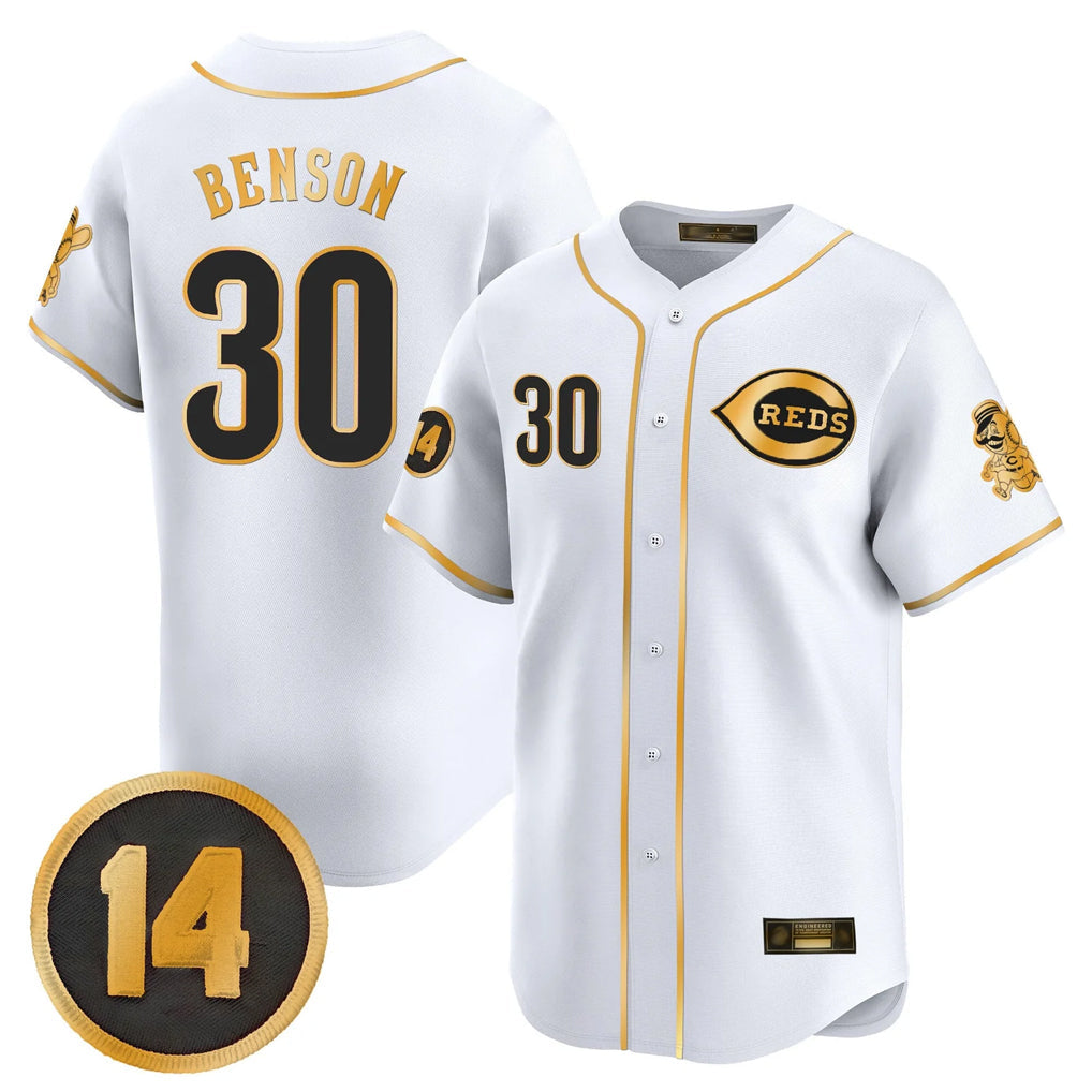 Tlead C.Reds #30 Ken Griffey Player White-Gold Vapor Premier Limited Home Stitched Jerseys