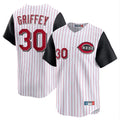 Tlead C.Reds #30 Ken Griffey Player White Black Stripe Field of Dreams Game Home Stitched Jerseys
