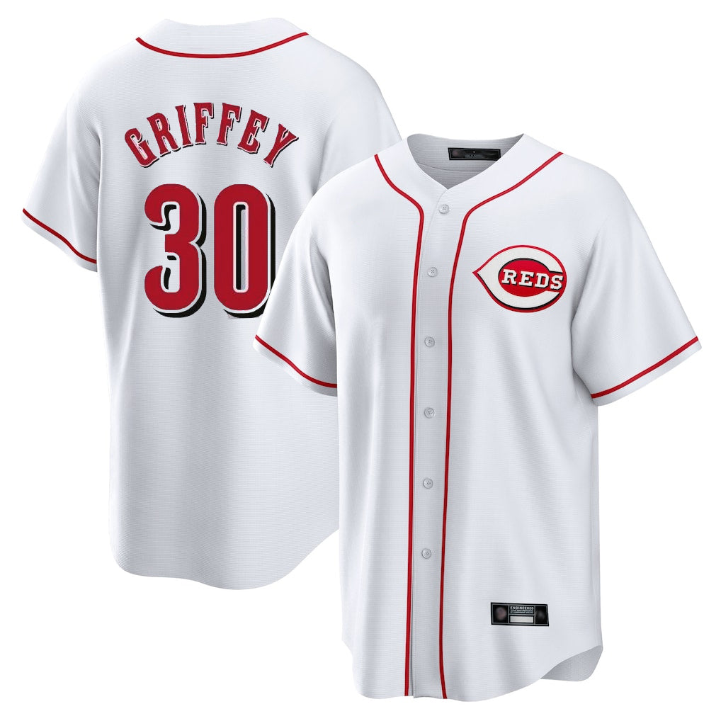 Tlead C.Reds #30 Ken Griffey Player White Game Home Stitched Jerseys