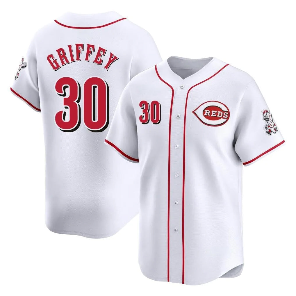 Tlead C.Reds #30 Ken Griffey Player White Home Limited Stitched Jerseys