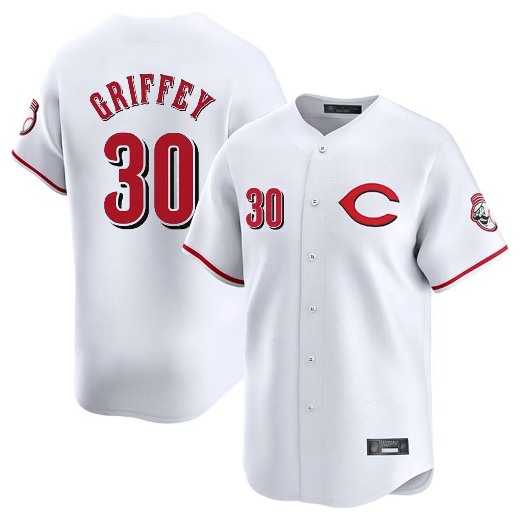 Tlead C.Reds #30 Ken Griffey Player White Limited Home Stitched Jerseys