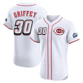 Tlead C.Reds #30 Ken Griffey Player White Speedway Classic Limited Elite Home Stitched Jerseys