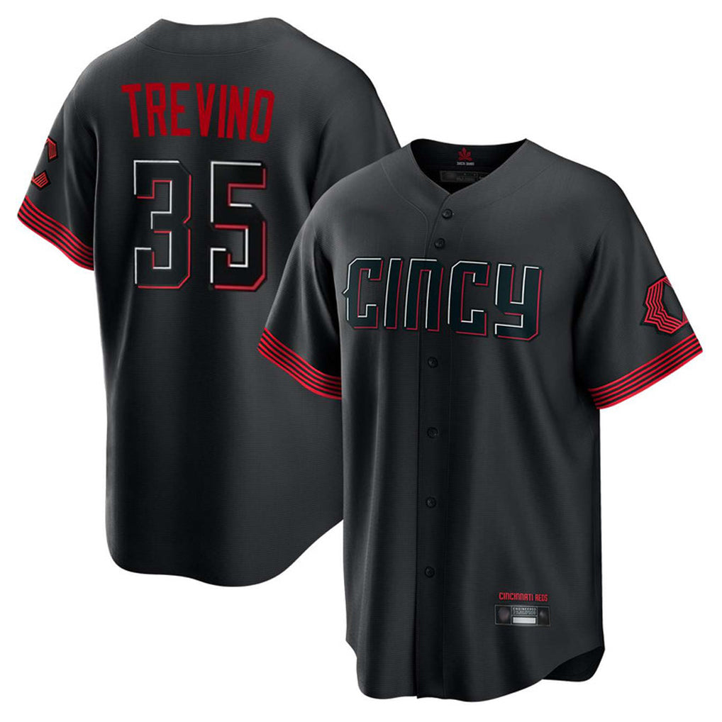 Tlead C.Reds #35 Jose Trevino Player Black City Connect Home Game Stitched Jerseys