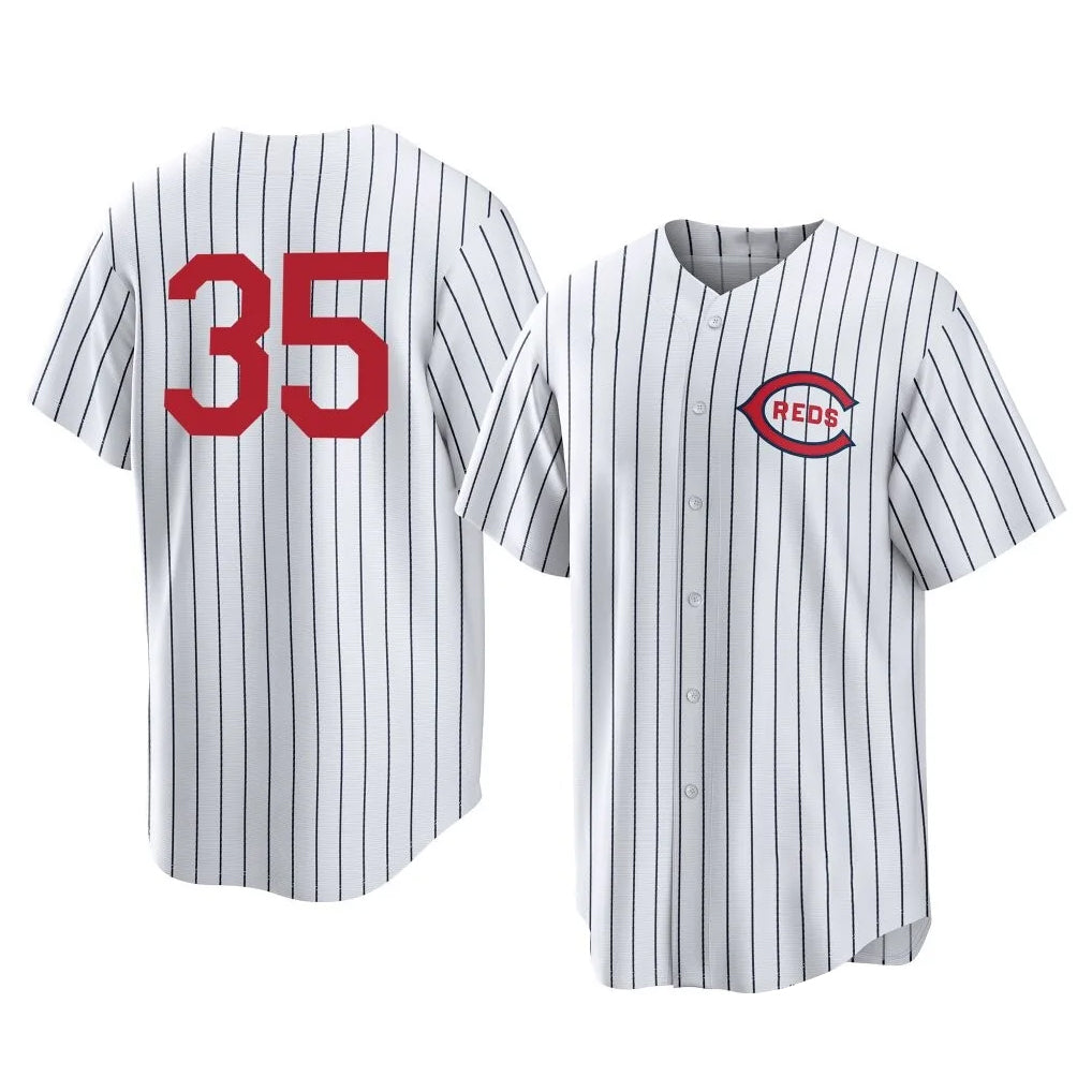 Tlead C.Reds #35 Jose Trevino Player White Stripe Field of Dreams Game Home Stitched Jerseys