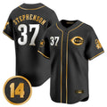 Tlead C.Reds #37 Tyler Stephenson Player Black-Gold Vapor Premier Limited Home Stitched Jerseys